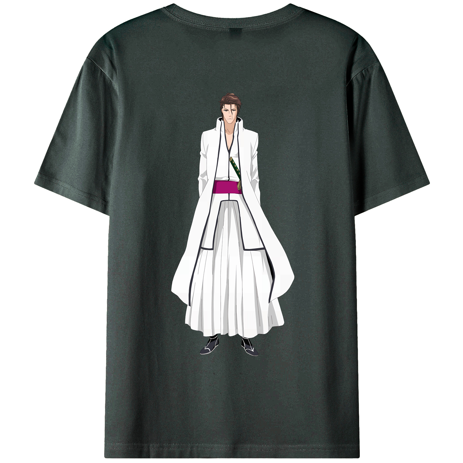 （画像用） ブリーチ 藍染 惣右介（あいぜん そうすけ） BLEACH Aizen Sousuke 綿100％ メンズ半袖Tシャツ（バックプリント） 通気性